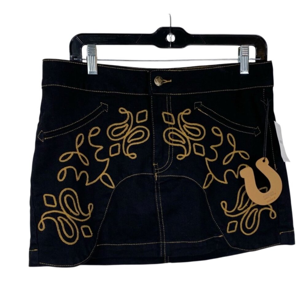 Compton Cowboys Forever 21 Country Cowgirl Western Mini Skirt Black Sz L NWT